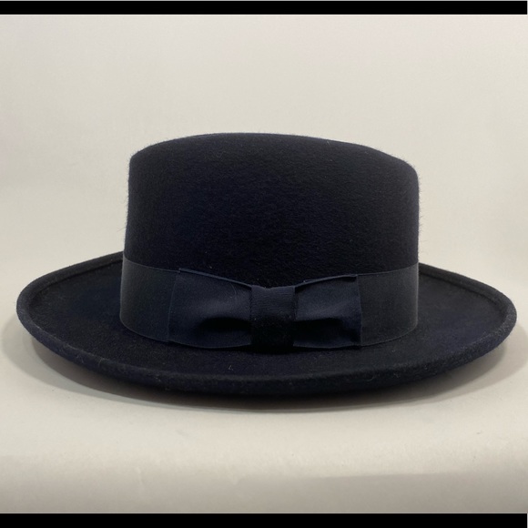 Stacy Adams Accessories - Stacy Adams Navy Blue Felt Fedora